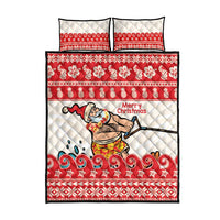 Mele Kalikimaka Hawaii Quilt Bed Set Water-skiing Santa Tropical Vibes