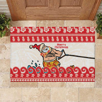 Mele Kalikimaka Hawaii Rubber Doormat Water-skiing Santa Tropical Vibes LT14 Red - Polynesian Pride