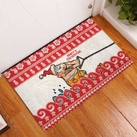 Mele Kalikimaka Hawaii Rubber Doormat Water-skiing Santa Tropical Vibes LT14 - Polynesian Pride