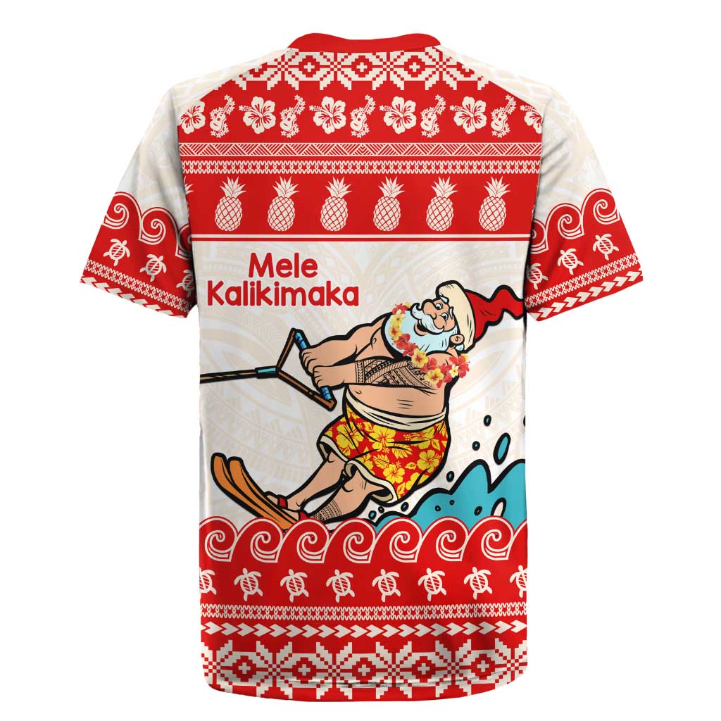 Mele Kalikimaka Hawaii Rugby Jersey Water-skiing Santa Tropical Vibes