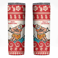 Mele Kalikimaka Hawaii Skinny Tumbler Water-skiing Santa Tropical Vibes