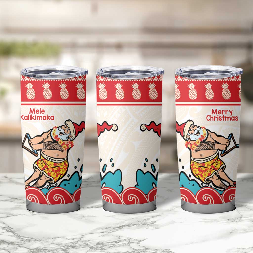 Mele Kalikimaka Hawaii Tumbler Cup Water-skiing Santa Tropical Vibes