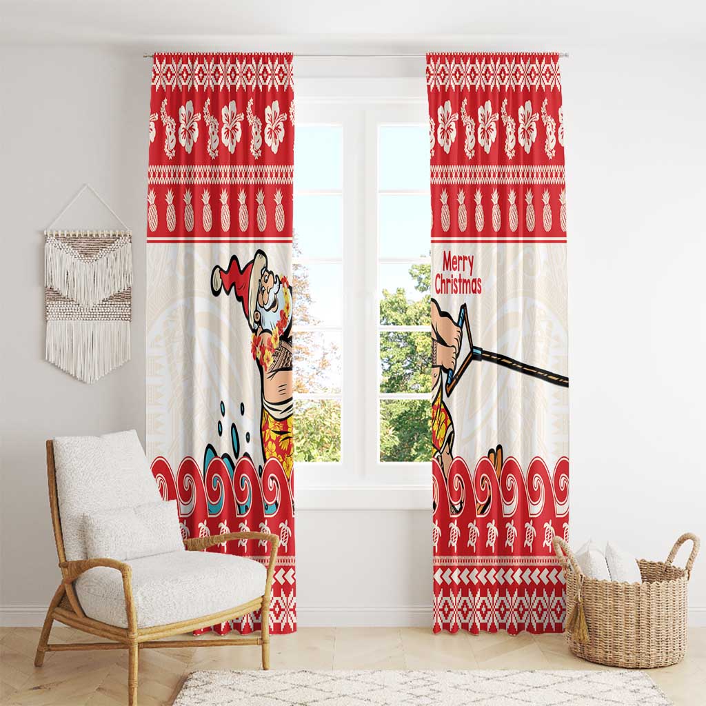 Mele Kalikimaka Hawaii Window Curtain Water-skiing Santa Tropical Vibes