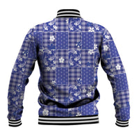 Blue Palaka Japanese Patterns Baseball Jacket Koi Fish Asanoha Sakura Patchwork Stylized - Polynesian Pride