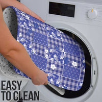 Blue Palaka Japanese Patterns Bathroom Set Koi Fish Asanoha Sakura Patchwork Stylized - Polynesian Pride