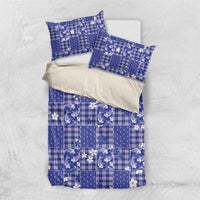 Blue Palaka Japanese Patterns Bedding Set Koi Fish Asanoha Sakura Patchwork Stylized - Polynesian Pride