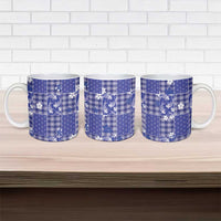 Blue Palaka Japanese Patterns Ceramic Mug Koi Fish Asanoha Sakura Patchwork Stylized - Polynesian Pride