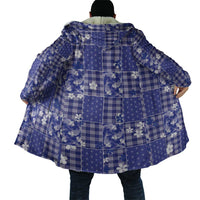 Blue Palaka Japanese Patterns Cloak Koi Fish Asanoha Sakura Patchwork Stylized - Polynesian Pride