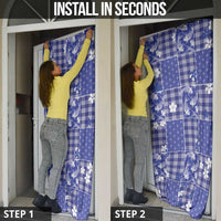 Blue Palaka Japanese Patterns Door Cover Koi Fish Asanoha Sakura Patchwork Stylized - Polynesian Pride