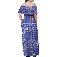 Blue Palaka Japanese Patterns Family Matching Off Shoulder Maxi Dress and Hawaiian Shirt Koi Fish Asanoha Sakura Patchwork Stylized - Polynesian Pride