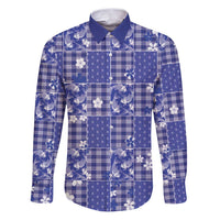 Blue Palaka Japanese Patterns Family Matching Puletasi and Hawaiian Shirt Koi Fish Asanoha Sakura Patchwork Stylized - Polynesian Pride