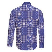 Blue Palaka Japanese Patterns Family Matching Puletasi and Hawaiian Shirt Koi Fish Asanoha Sakura Patchwork Stylized - Polynesian Pride
