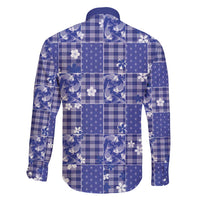 Blue Palaka Japanese Patterns Family Matching Short Sleeve Bodycon Dress and Hawaiian Shirt Koi Fish Asanoha Sakura Patchwork Stylized - Polynesian Pride