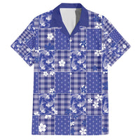 Blue Palaka Japanese Patterns Hawaiian Shirt Koi Fish Asanoha Sakura Patchwork Stylized - Polynesian Pride