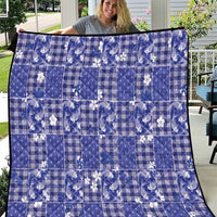 Blue Palaka Japanese Patterns Quilt Koi Fish Asanoha Sakura Patchwork Stylized - Polynesian Pride