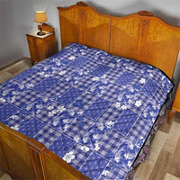 Blue Palaka Japanese Patterns Quilt Koi Fish Asanoha Sakura Patchwork Stylized - Polynesian Pride