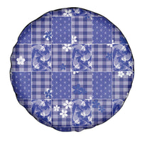 Blue Palaka Japanese Patterns Spare Tire Cover Koi Fish Asanoha Sakura Patchwork Stylized - Polynesian Pride