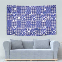 Blue Palaka Japanese Patterns Tapestry Koi Fish Asanoha Sakura Patchwork Stylized - Polynesian Pride