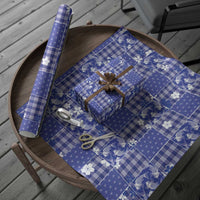 Blue Palaka Japanese Patterns Wrapping Paper Koi Fish Asanoha Sakura Patchwork Stylized - Polynesian Pride