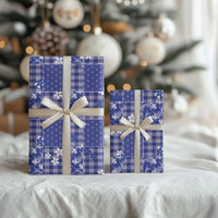 Blue Palaka Japanese Patterns Wrapping Paper Koi Fish Asanoha Sakura Patchwork Stylized - Polynesian Pride