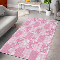 Pink Palaka Japanese Patterns Area Rug Koi Fish Asanoha Sakura Patchwork Stylized - Polynesian Pride