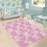 Pink Palaka Japanese Patterns Area Rug Koi Fish Asanoha Sakura Patchwork Stylized - Polynesian Pride