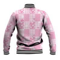 Pink Palaka Japanese Patterns Baseball Jacket Koi Fish Asanoha Sakura Patchwork Stylized - Polynesian Pride