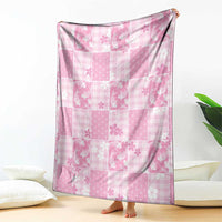 Pink Palaka Japanese Patterns Blanket Koi Fish Asanoha Sakura Patchwork Stylized - Polynesian Pride