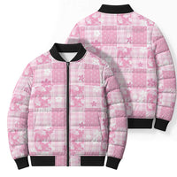 Pink Palaka Japanese Patterns Bomber Puffer Jacket Koi Fish Asanoha Sakura Patchwork Stylized - Polynesian Pride