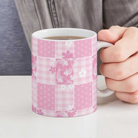 Pink Palaka Japanese Patterns Ceramic Mug Koi Fish Asanoha Sakura Patchwork Stylized - Polynesian Pride