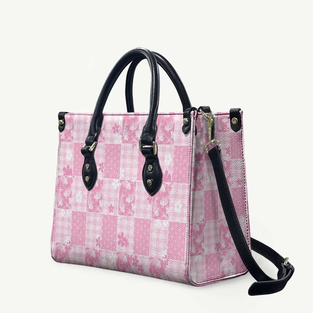 Pink Palaka Japanese Patterns Leather Bag Koi Fish Asanoha Sakura Patchwork Stylized - Polynesian Pride