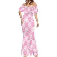Pink Palaka Japanese Patterns Mermaid Dress Koi Fish Asanoha Sakura Patchwork Stylized - Polynesian Pride