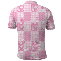 Pink Palaka Japanese Patterns Polo Shirt Koi Fish Asanoha Sakura Patchwork Stylized - Polynesian Pride