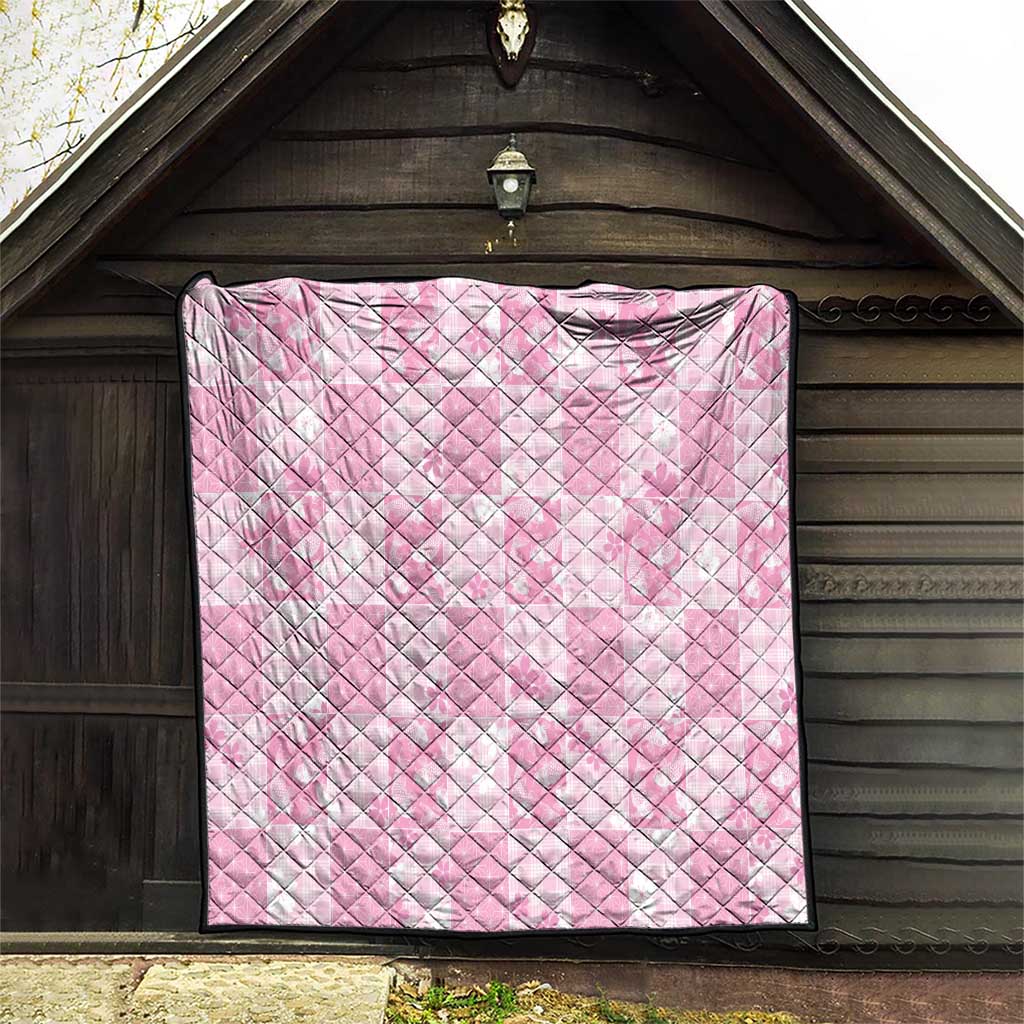 Pink Palaka Japanese Patterns Quilt Koi Fish Asanoha Sakura Patchwork Stylized - Polynesian Pride