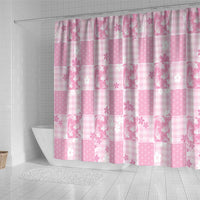 Pink Palaka Japanese Patterns Shower Curtain Koi Fish Asanoha Sakura Patchwork Stylized - Polynesian Pride