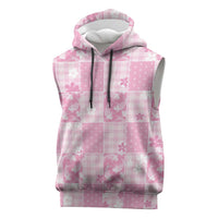 Pink Palaka Japanese Patterns Sleeveless Hoodie Koi Fish Asanoha Sakura Patchwork Stylized - Polynesian Pride