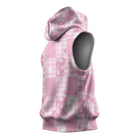Pink Palaka Japanese Patterns Sleeveless Hoodie Koi Fish Asanoha Sakura Patchwork Stylized - Polynesian Pride