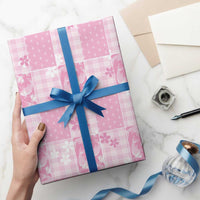 Pink Palaka Japanese Patterns Wrapping Paper Koi Fish Asanoha Sakura Patchwork Stylized - Polynesian Pride