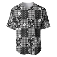 Black Palaka Japanese Patterns Baseball Jersey Koi Fish Asanoha Sakura Patchwork Stylized - Polynesian Pride