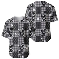 Black Palaka Japanese Patterns Baseball Jersey Koi Fish Asanoha Sakura Patchwork Stylized - Polynesian Pride