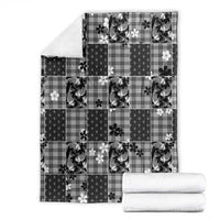 Black Palaka Japanese Patterns Blanket Koi Fish Asanoha Sakura Patchwork Stylized - Polynesian Pride