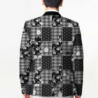 Black Palaka Japanese Patterns Blazer Koi Fish Asanoha Sakura Patchwork Stylized - Polynesian Pride