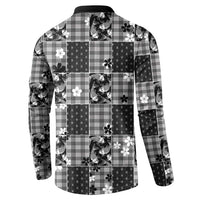 Black Palaka Japanese Patterns Button Sweatshirt Koi Fish Asanoha Sakura Patchwork Stylized - Polynesian Pride