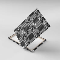 Black Palaka Japanese Patterns Canvas Wall Art Koi Fish Asanoha Sakura Patchwork Stylized - Polynesian Pride