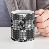 Black Palaka Japanese Patterns Ceramic Mug Koi Fish Asanoha Sakura Patchwork Stylized - Polynesian Pride