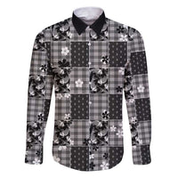 Black Palaka Japanese Patterns Family Matching Puletasi and Hawaiian Shirt Koi Fish Asanoha Sakura Patchwork Stylized - Polynesian Pride