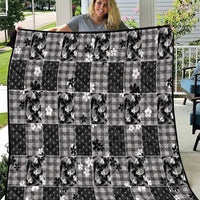 Black Palaka Japanese Patterns Quilt Koi Fish Asanoha Sakura Patchwork Stylized - Polynesian Pride