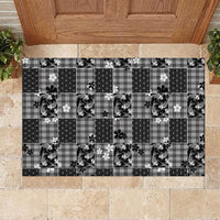 Black Palaka Japanese Patterns Rubber Doormat Koi Fish Asanoha Sakura Patchwork Stylized - Polynesian Pride