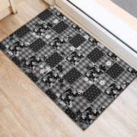 Black Palaka Japanese Patterns Rubber Doormat Koi Fish Asanoha Sakura Patchwork Stylized - Polynesian Pride