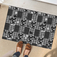 Black Palaka Japanese Patterns Rubber Doormat Koi Fish Asanoha Sakura Patchwork Stylized - Polynesian Pride
